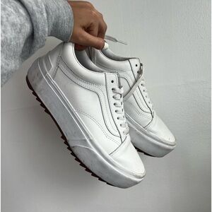 Vans Old Skool Stacked True White Platform Shoes